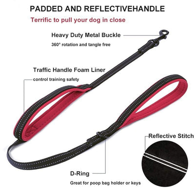 Double Handle Reflective Leash With Padded Handle