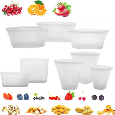 Silicone Food Storage Set Fresh Bowl Cup Bag Reusable 8pcs